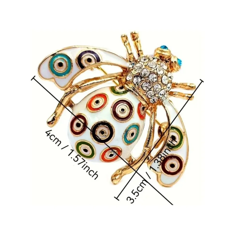 NWT Baroque Style Vintage Inspired Enamel Brooch Bee Design Lapel Pin Golden